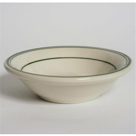 TUXTON CHINA Green Bay 4.5 oz. Wide Rim Rolled Edge Fruit Dish - American White with Green Band - 3 Dozen TGB-011